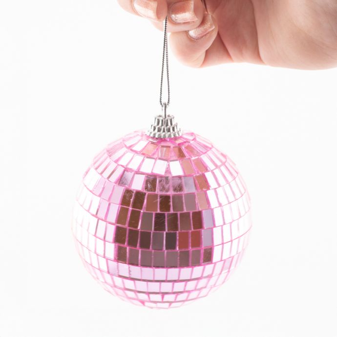 Set van 6 discoballen roze