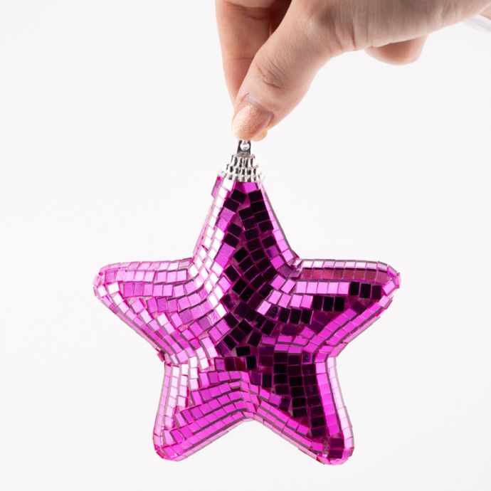 Kersthanger Disco Ster roze
