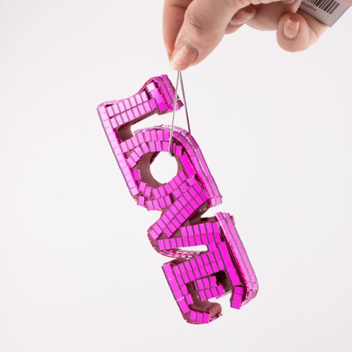 Kersthanger Disco LOVE fuchsia