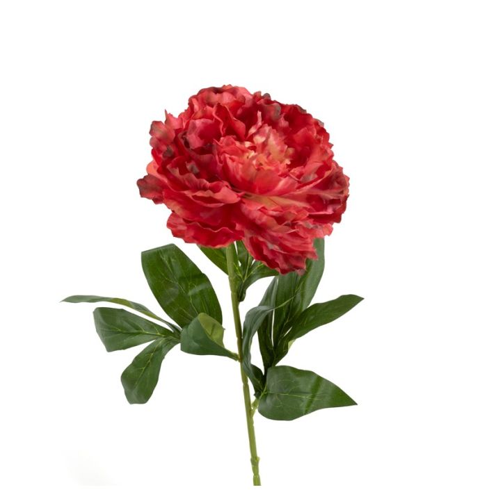 Kunstbloem pioen 68cm koraalrood