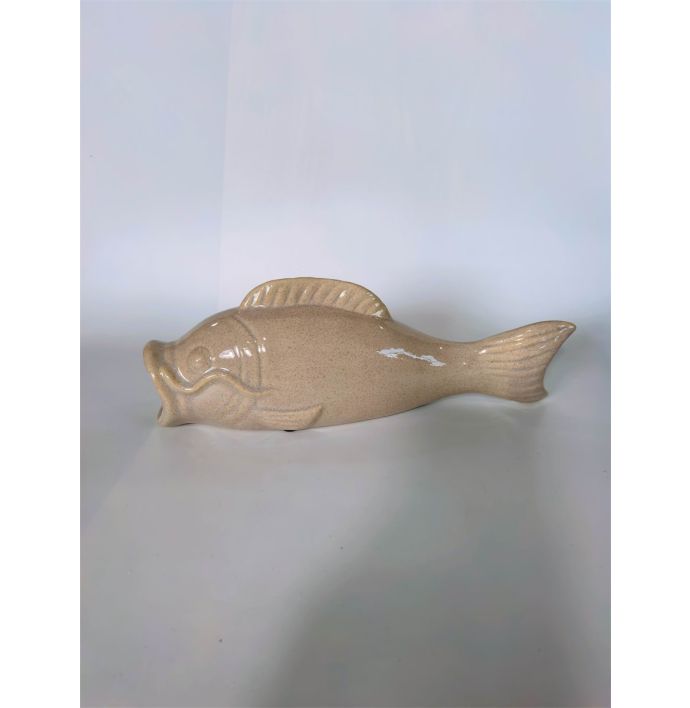 Wanddecoratie vaas vis Brizo L beige