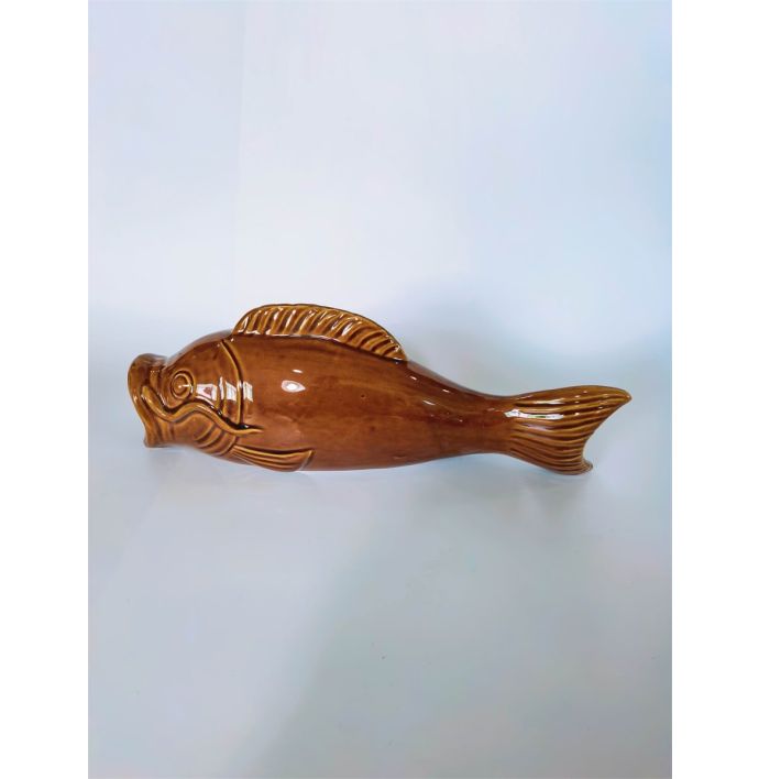 Wanddecoratie vaas vis Brizo L bruin