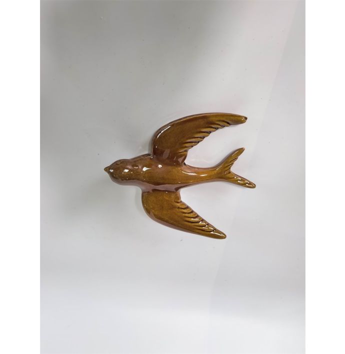 Wanddecoratie vogel Bela bruin