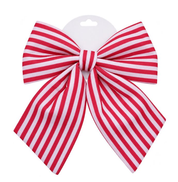 Stoffen strik Liva 24cm rood/wit gestreept