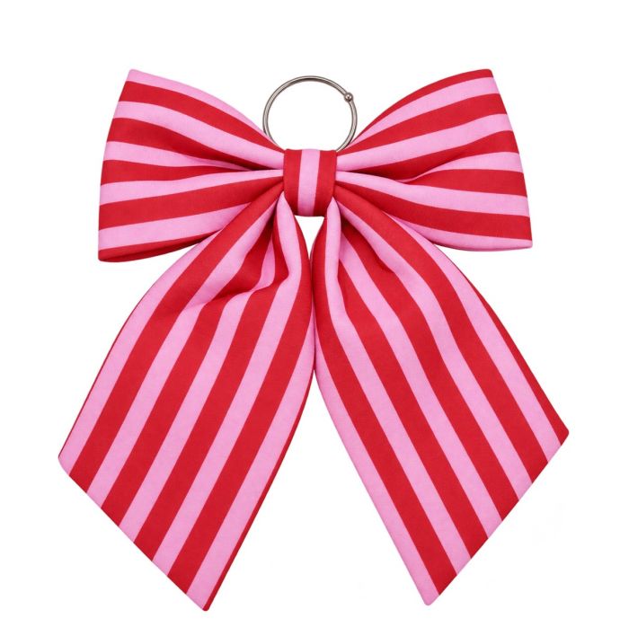 Stoffen strik Liva 24cm roze/rood gestreept