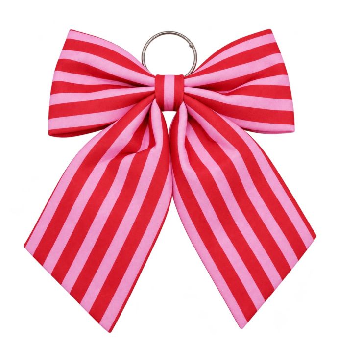 Stoffen strik Liva 28cm roze/rood gestreept
