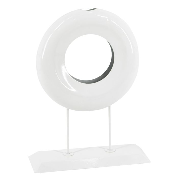Metalen ornament donut white marble