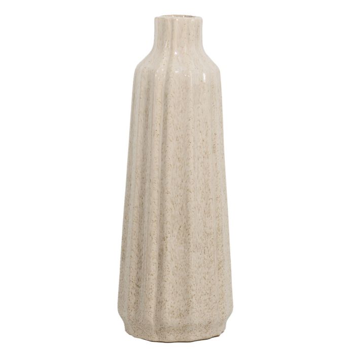 Aardewerk vaas Stripes beige