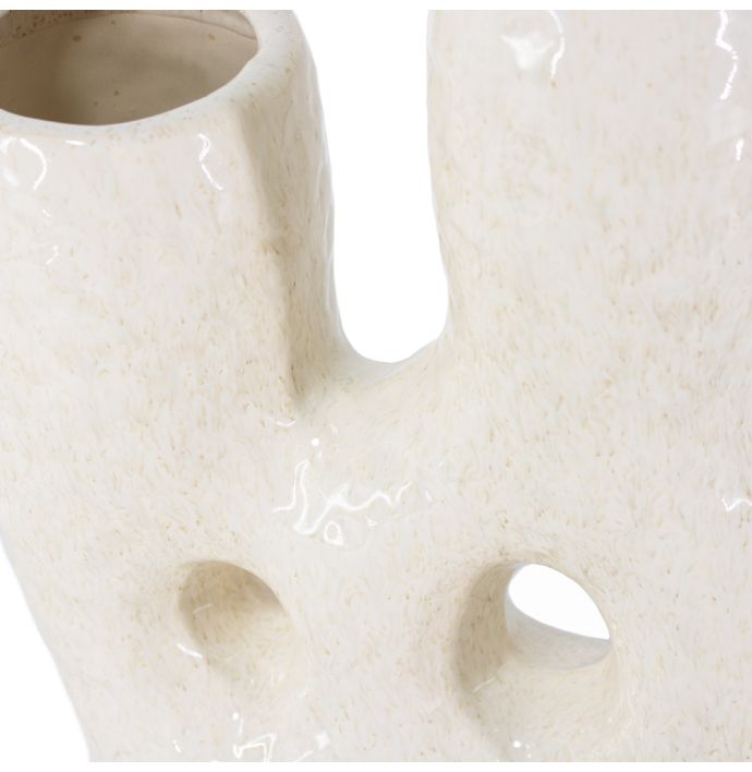 Aardewerk vaas donut beige