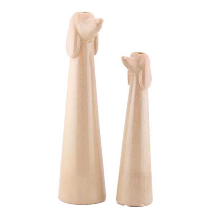 Aardewerk vaas Canis beige L