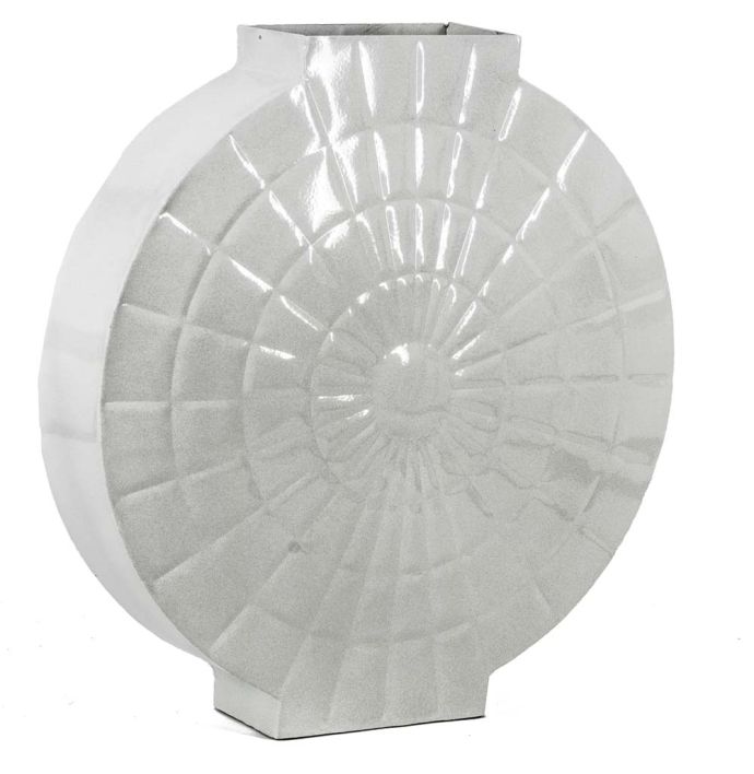 Metalen vaas rond wit