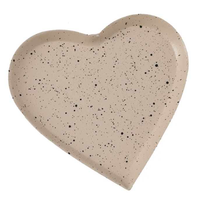 Metalen tray hart sand speckle