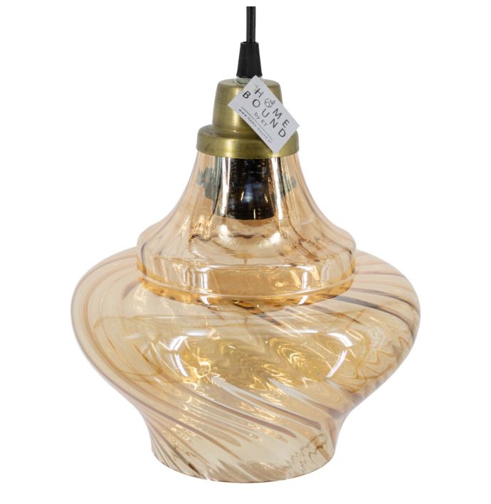 Hanglamp glas roest/goud