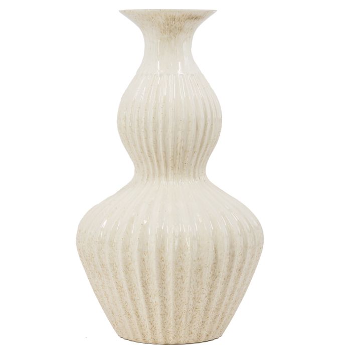 Aardewerk vaas Clown beige