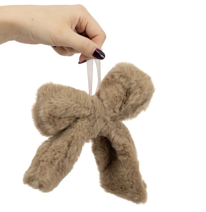 Decoratie strik hanger taupe