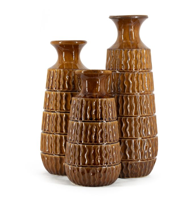 Aardewerk vaas Aztec bruin
