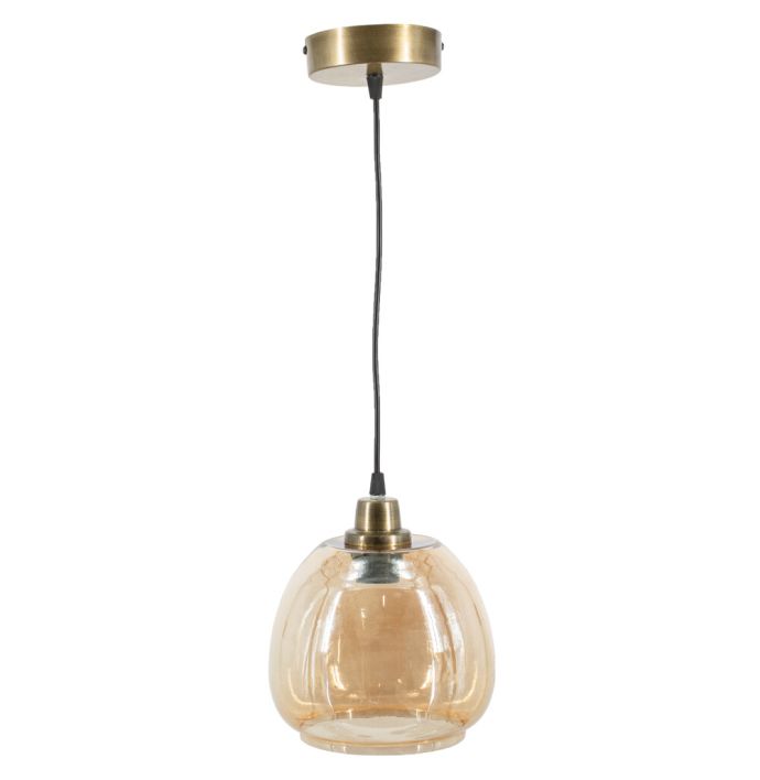 Hanglamp glas roest/goud