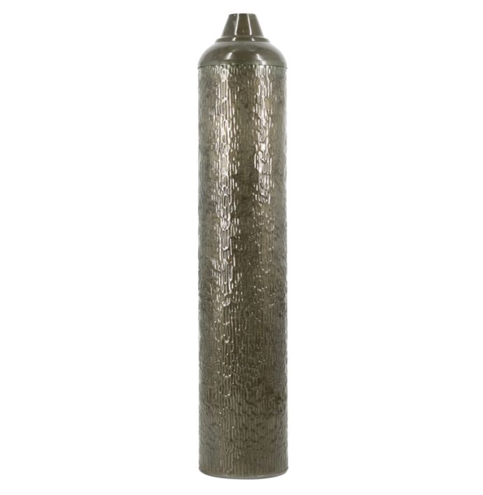 Metalen vaas striped olive stone