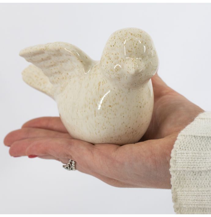 Aardewerk vogel beige