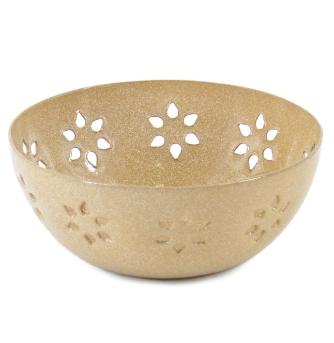 Schaaltje bloemen beige