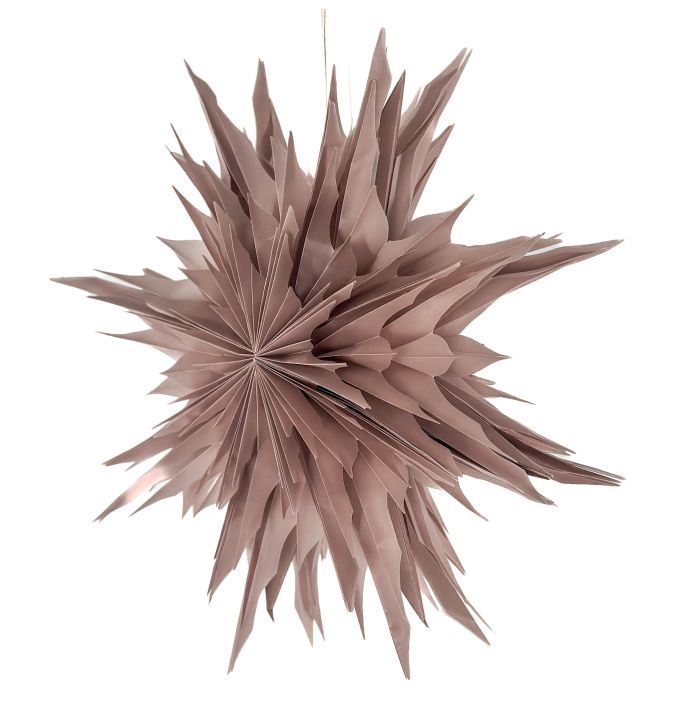 Kerstster ice 50cm roze met pendel