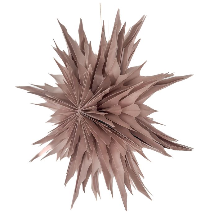 Kerstster ice 50cm roze met pendel