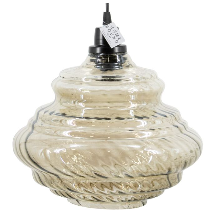 Hanglamp glas smoke/zwart
