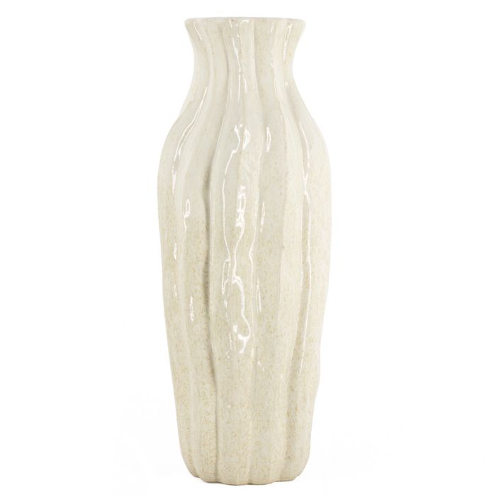 Aardewerk vaas Trunk L beige