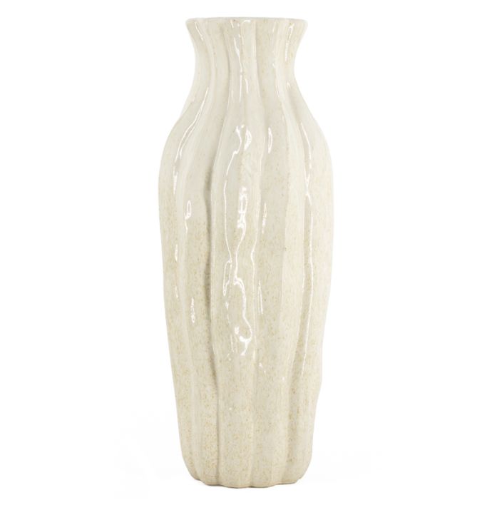 Aardewerk vaas Trunk L beige