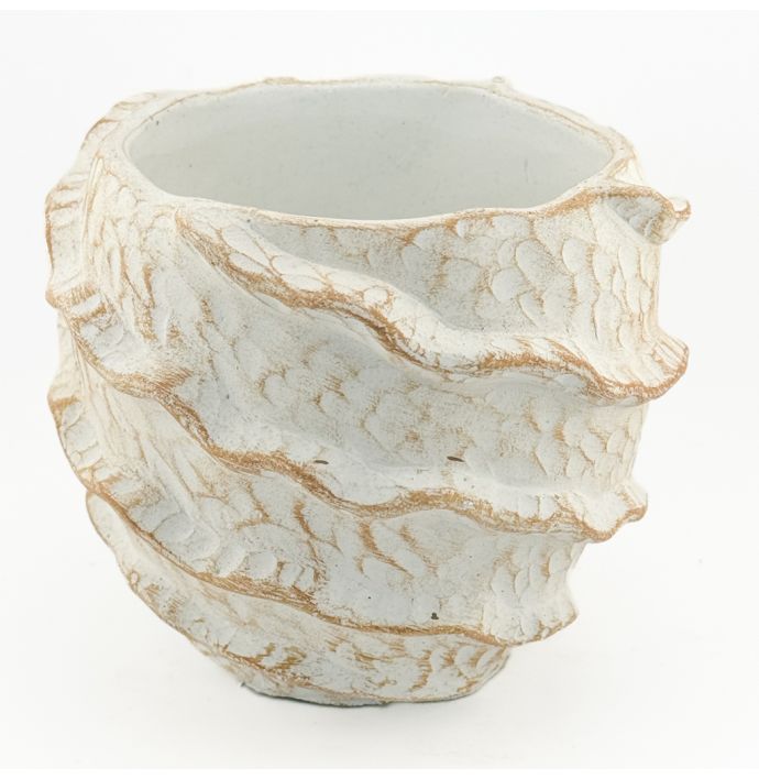 Aardewerk bloempot sandstone striped S
