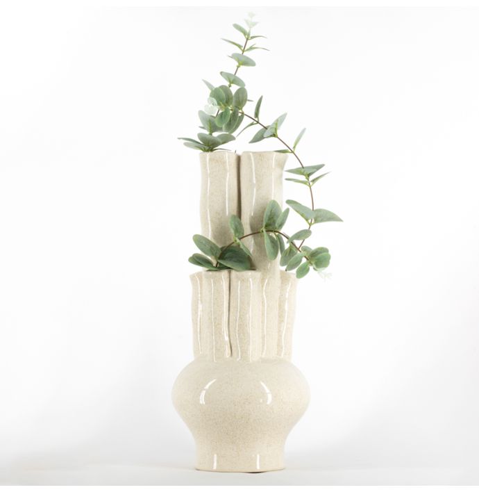 Aardewerk tulpenvaas L beige
