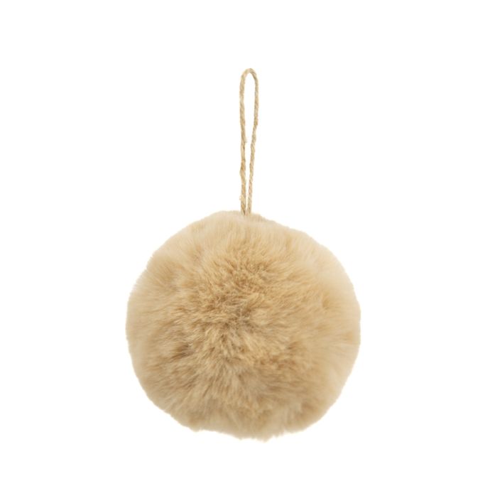 Fluffy bal hangend taupe 10cm