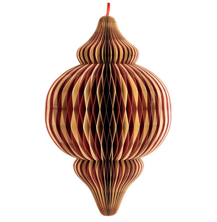 Papieren honeycomb hanger 75cm rood met wit