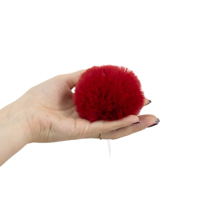 Fluffy bal hangend rood 7cm
