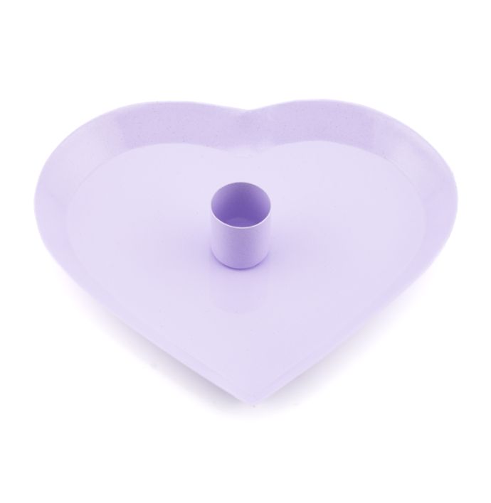 Kaarsenstandaard hart lila 16cm