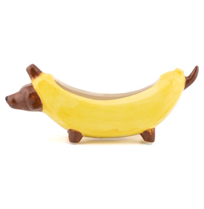 Aardewerk opbergbakje banaan hond