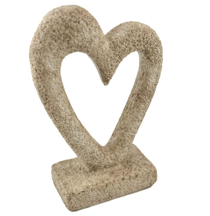 Aardewerk ornament hart beige L