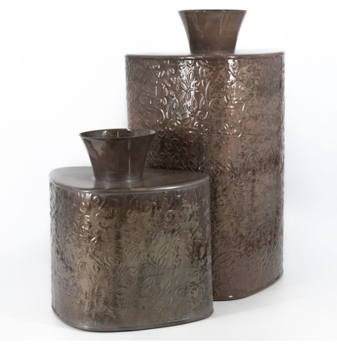 Metalen vaas driehoek pink stone
