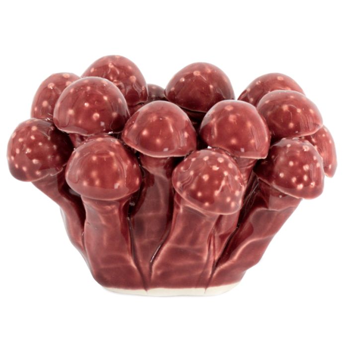 Waxinehouder keramiek shroom burgundy