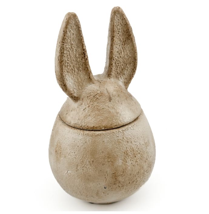 Aardewerk bakje konijn beige S