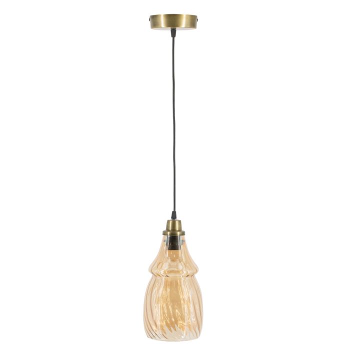 Hanglamp glas roest/goud