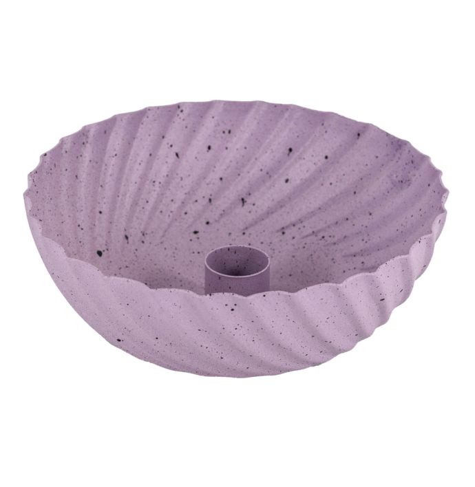 Metalen kaarsenstandaard ribbel lila dots