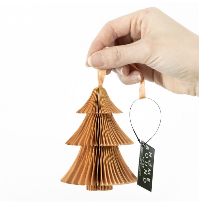 Papieren honeycomb kerstboom oranje