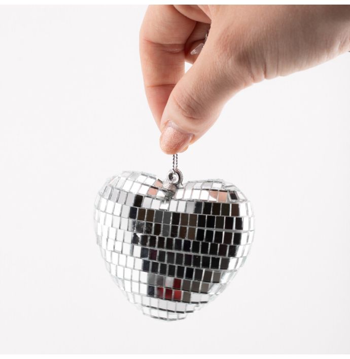 Hanger Disco hart - Zilver - 6,5cm