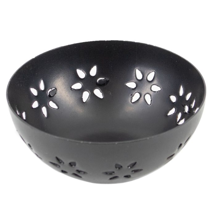 Waxinehouder bloemen zwart