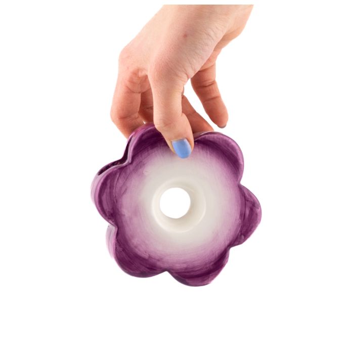 Aardewerk vaas flower paars