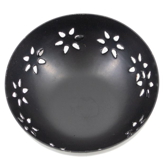 Waxinehouder bloemen zwart