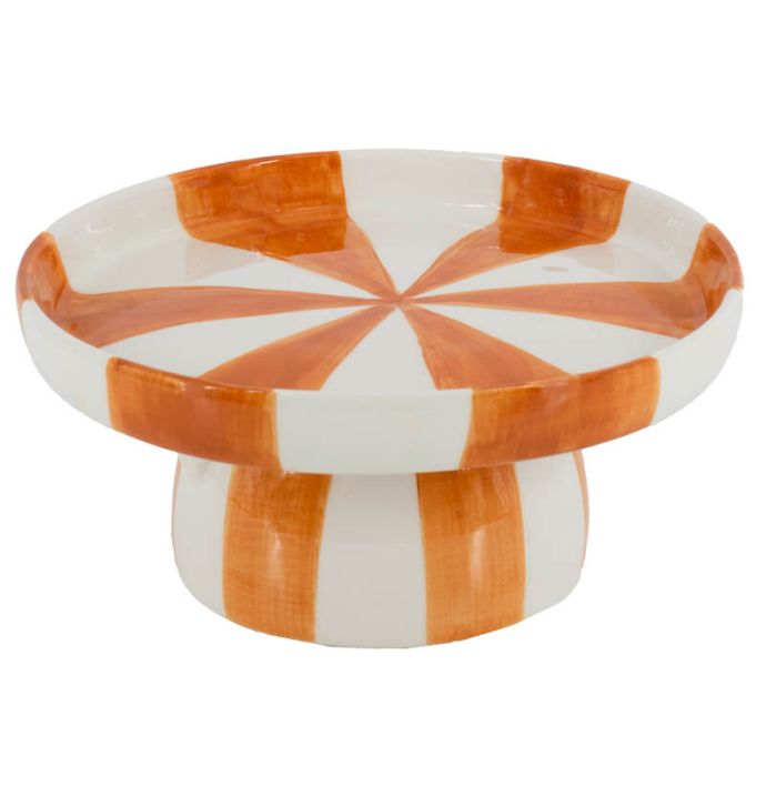 Plateau keramiek stripes oranje
