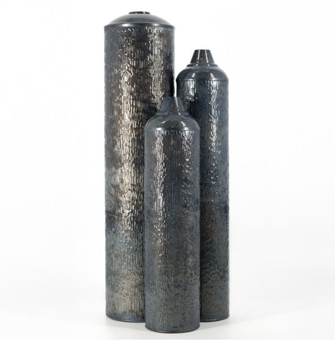 Metalen vaas striped blue stone