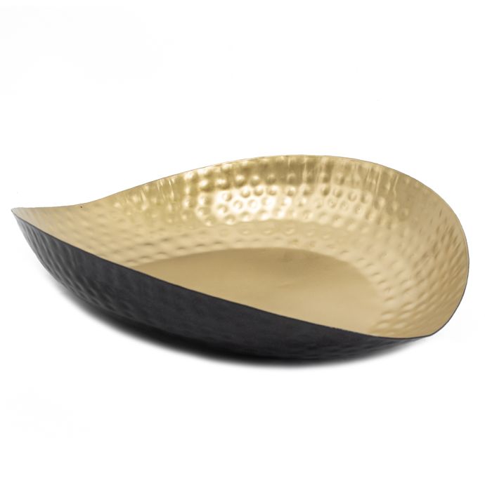 Metalen tray druppel zwart met goud